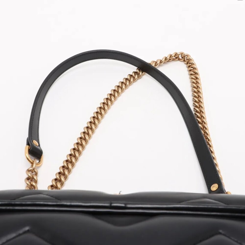 Gucci GG Marmont Leather Chain Shoulder Bag Black 443497 2-way - COA included - Picture 6 of 11